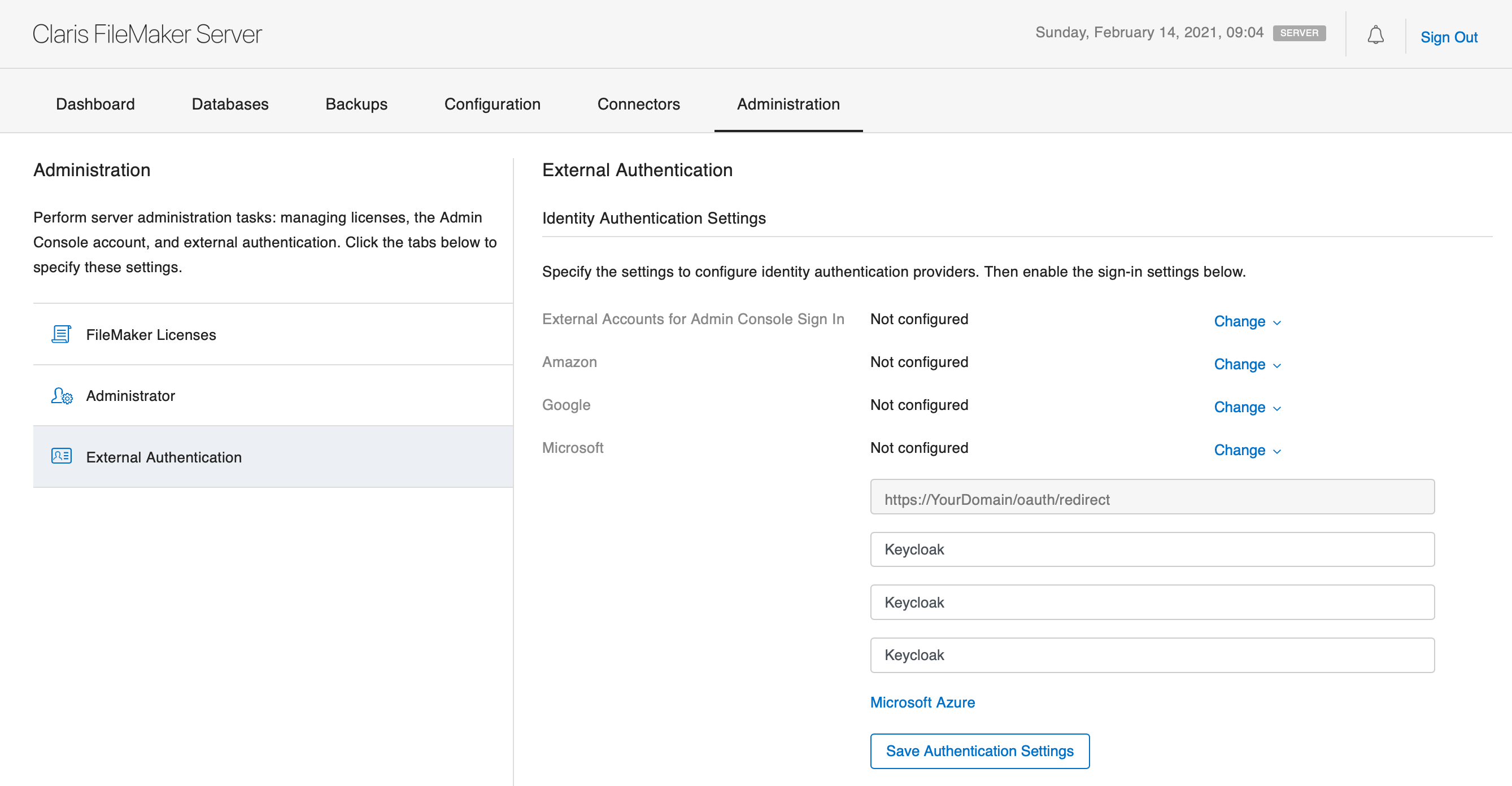 fm keycloak console azure