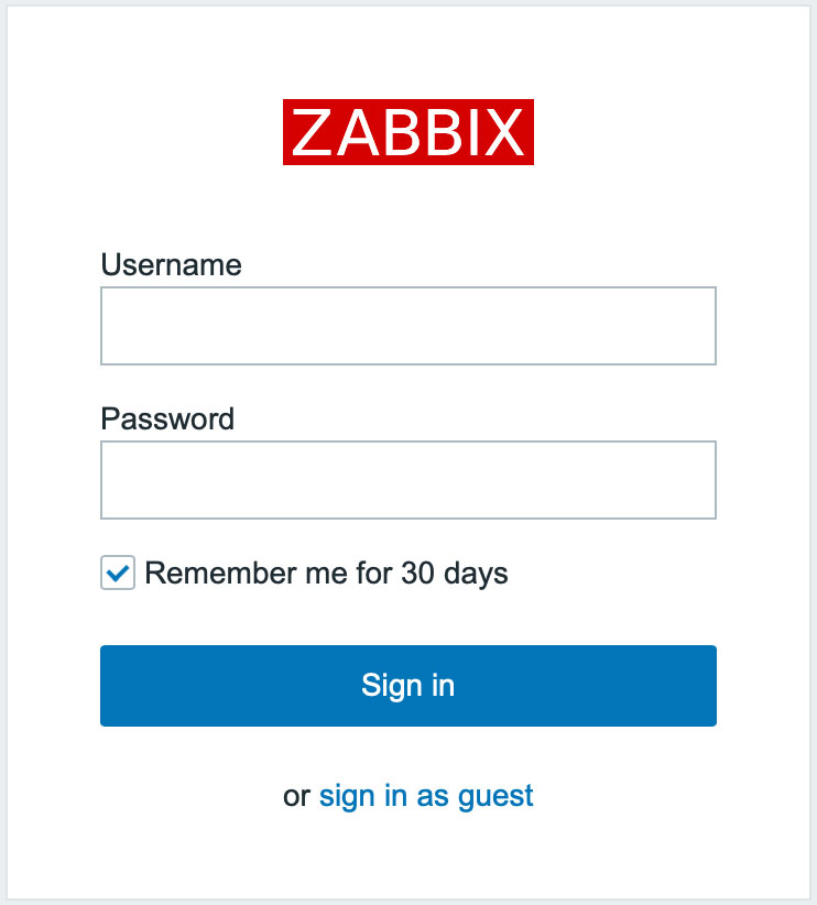 Zabbix Front End Login Prompt