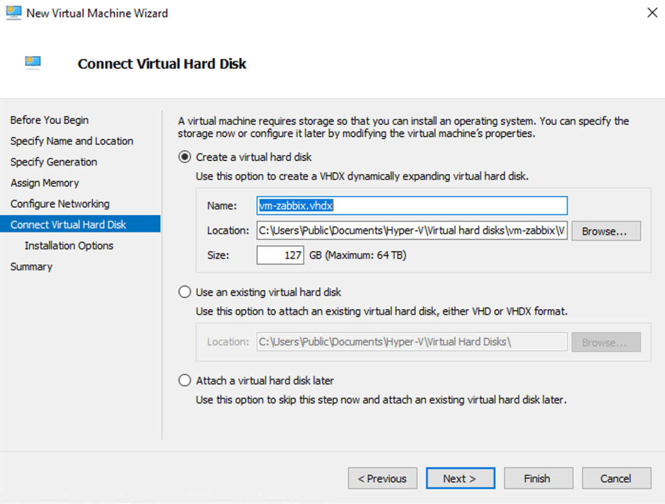 New Virtual Machine Hard Disk